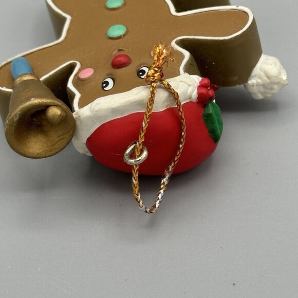 Vtg Matrix Industries Limited Gingerbread Boy Christmas Ornament Santa Hat Bell - Picture 5 of 6